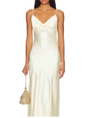 Bubish Ivory Satin Slip Wedding Dress with Floral Accent